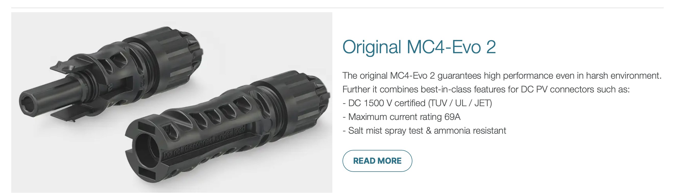 Stäubli Original MC4-EVO 2 — 1500V DC 69A