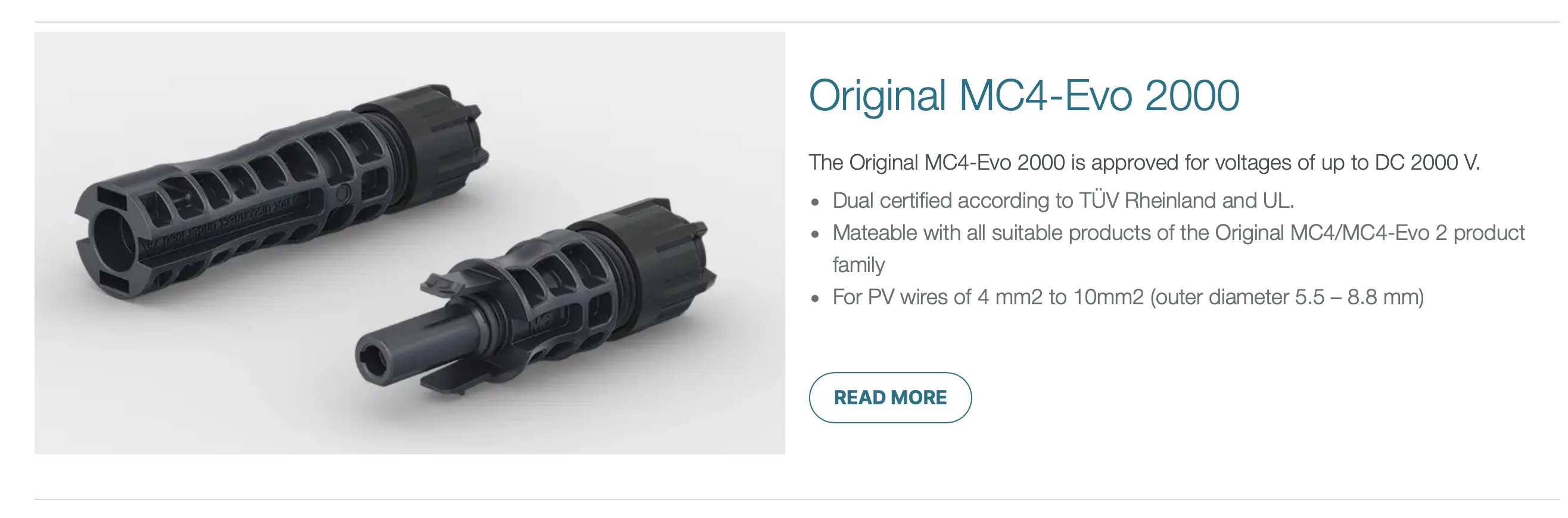 Stäubli Original MC4-EVO 2000 — 2000V DC